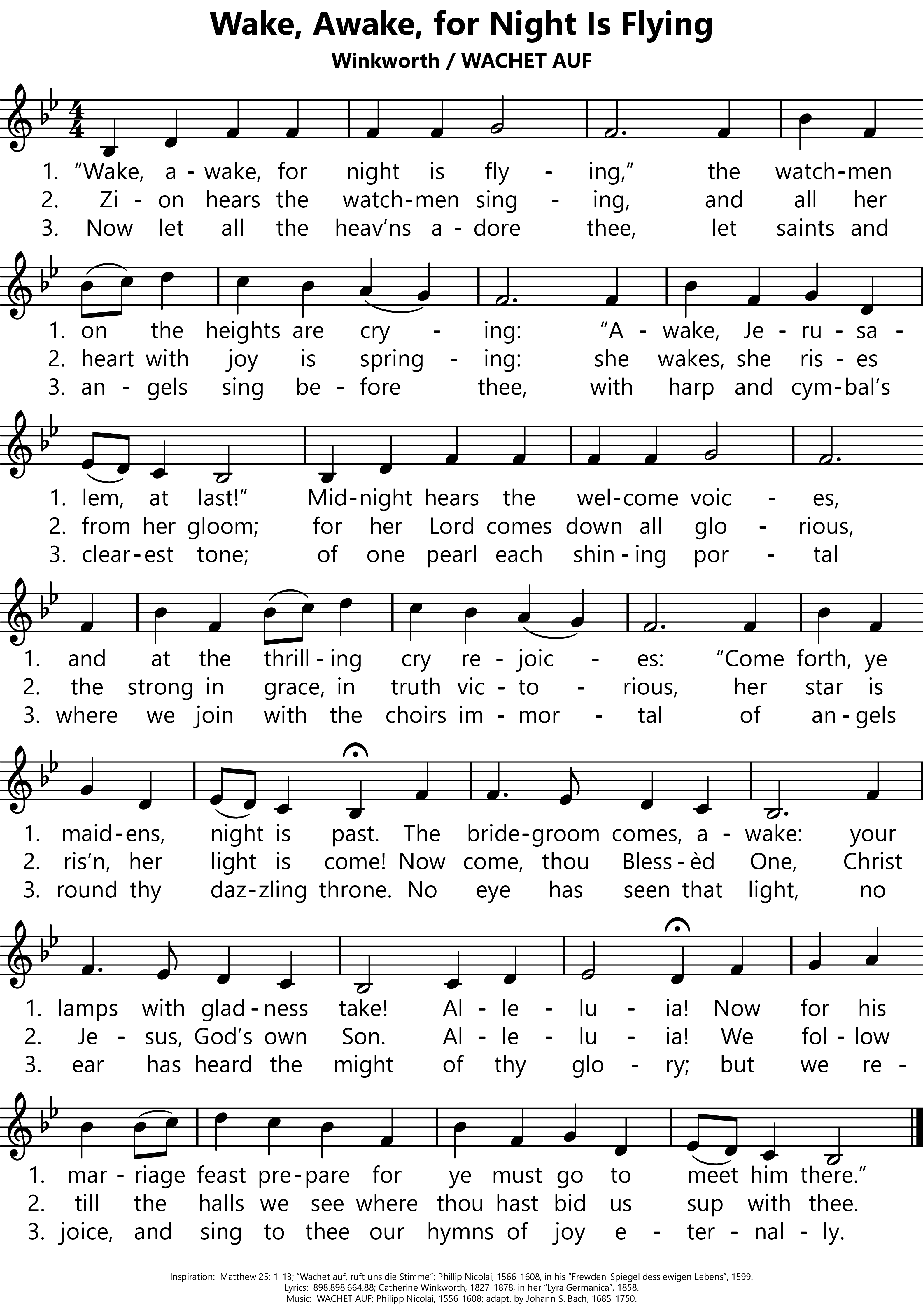 LiturgyShare: Wake, Awake, for Night Is Flying [Winkworth]